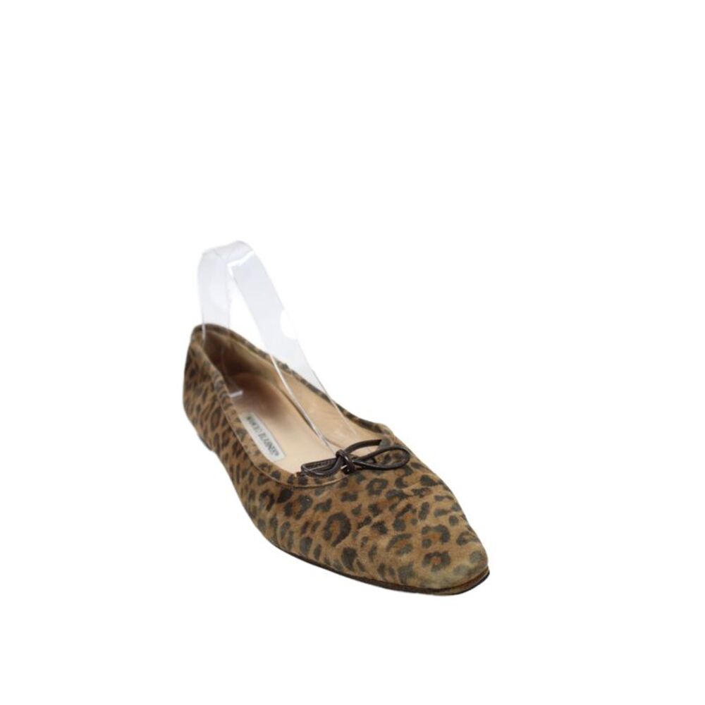 Manolo Blahnik Womens Animal Print Ballet Flats Brown Black Size 41.5 11.5